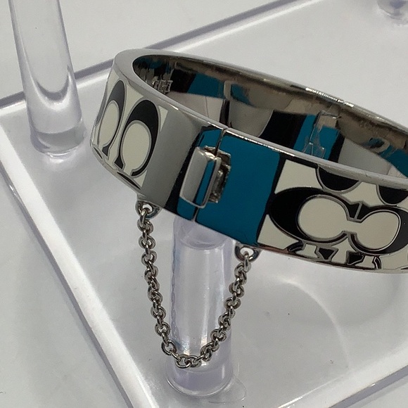 COACH Silver LOGO Signed Hinged Bangle Bracelet - Picture 14 of 14